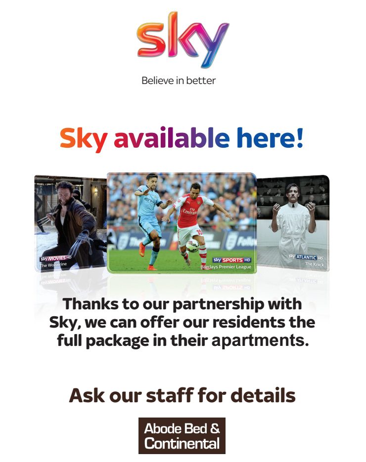 Sky+ in All Abodebed Serviced Apartments
